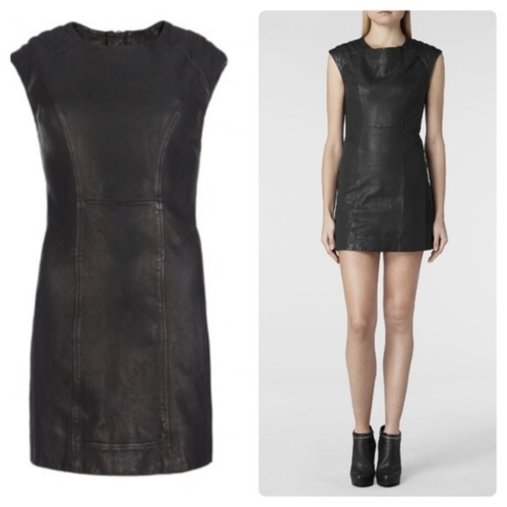 All Saints NWT black biker genuine leather dress.  Gorgeous dress!